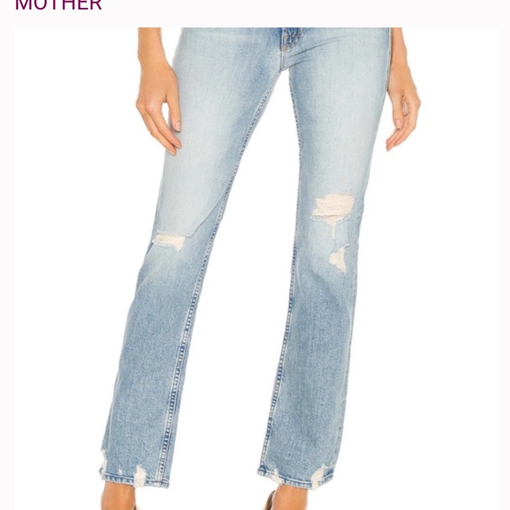 MOTHER High Waisted Rider Skimp Jeans in Light Blue